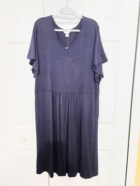 cj banks New Women’s Navy V-Neck Midi Dress